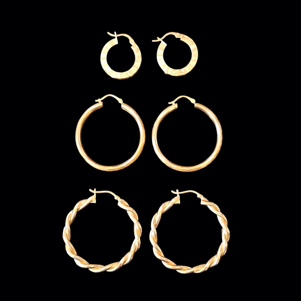 Vintage 14k gold 21mm Hoop Earrings - Picture 8 of 16